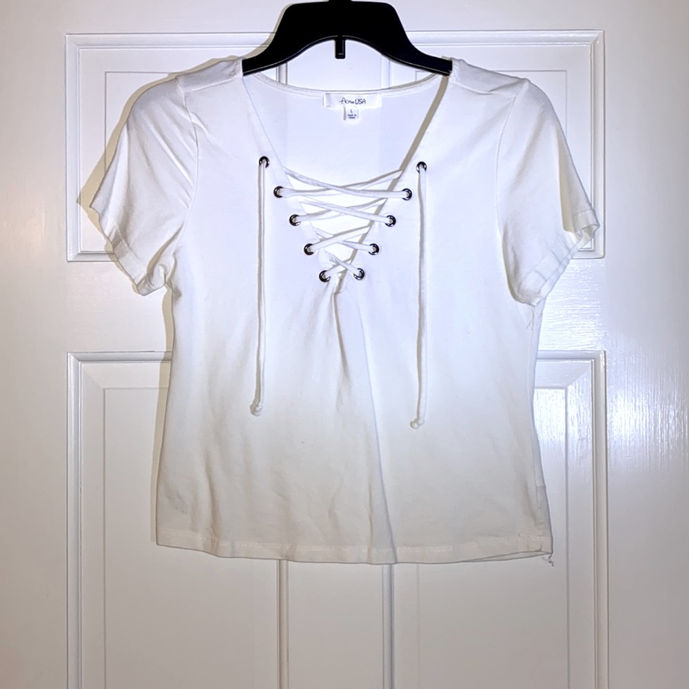 Lace-front crop top